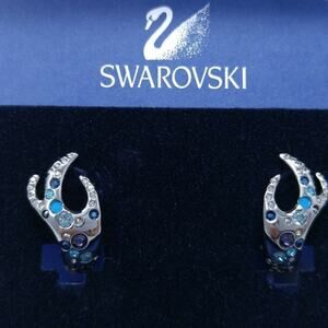 Swarovski Rhinestone Earrings, Domination, Ruthenium Plated, Clip On, New In Box